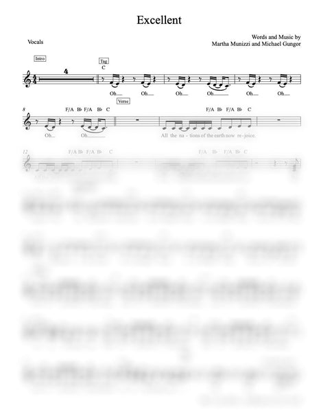 Excellent Chord Chart & Lead Sheet