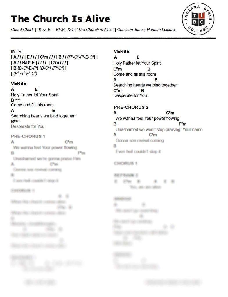 poth chola chords Holy Ghost Medley - Pentecost - Chord Chart / Lead Sheet