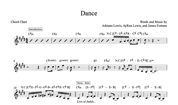 Dance Chord Chart & Lead Sheet