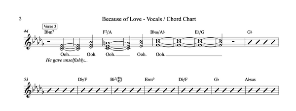 Because of Love Chord Chart & Lead Sheet