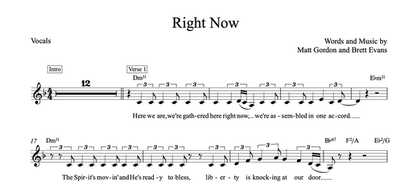 Right Now Chord Chart & Lead Sheet