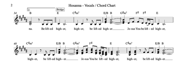 Hosanna Chord Chart & Lead Sheet